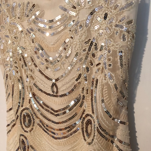 NYE Ivory/Champagne Sequined Gatsby Dress Size M - Picture 2 of 8